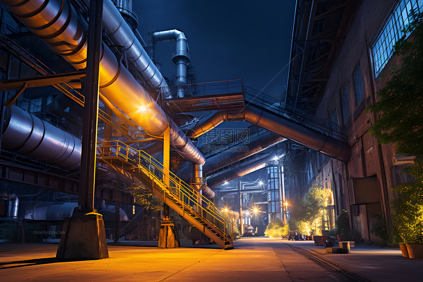 夜景工厂的蓝色世界图片