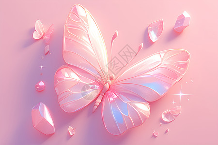 粉色蝴蝶立体插画背景图片