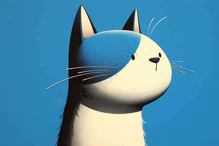 凯斯威克蓝色背景上的凯斯·哈林猫插画