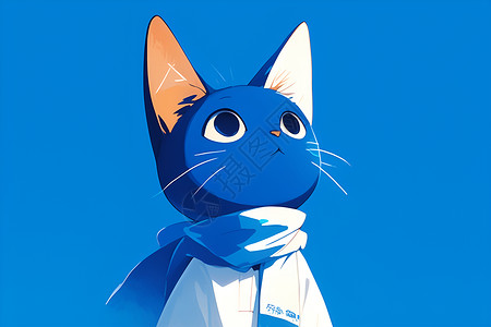 蓝色背景上的猫咪背景图片