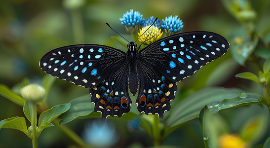 蓝点点的蝴蝶背景图片