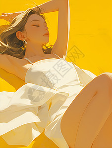 阳光下休息的少女背景图片