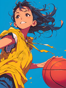 热情洋溢的女孩打篮球背景图片