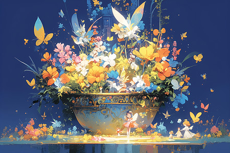 魔法色彩鲜花背景图片