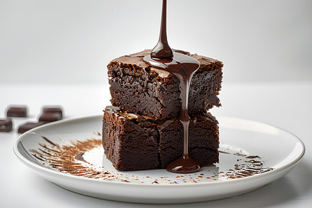 布朗尼蛋糕巧克力蛋糕美食插画