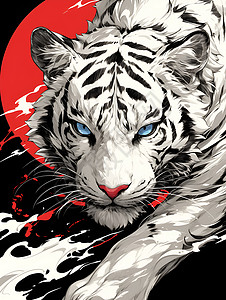 凶猛的老虎设计的白虎插图插画