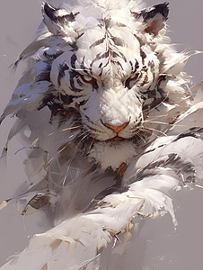 绘画的神兽老虎背景图片