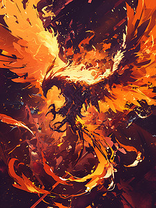 火焰中的神兽朱雀背景图片