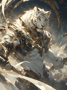 绘画的神圣白虎背景图片