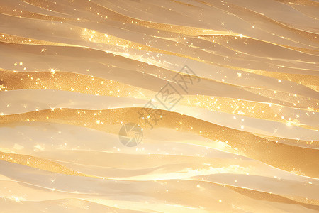 水纹图形夕阳下的金色飘带插画