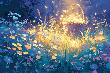 荧光的仙境花园插画