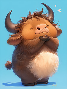 青藏高原牦牛圆鼓鼓的牦牛插画