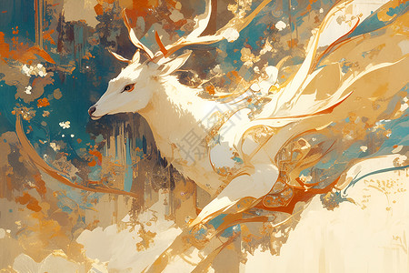 飞翔的白鹿背景图片