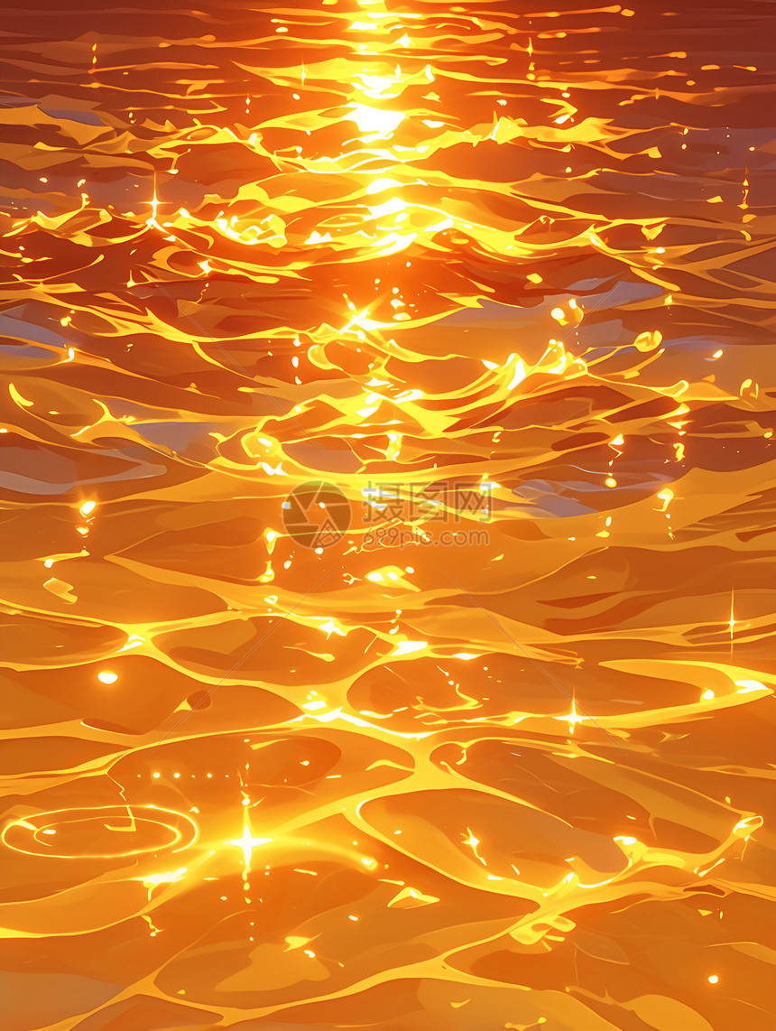 金光闪闪的湖面图片