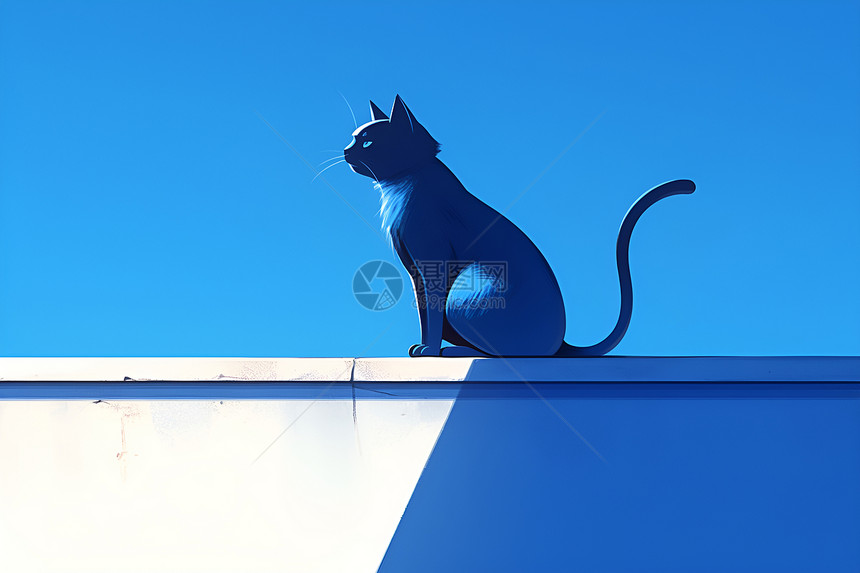 蓝猫立体剪影图片