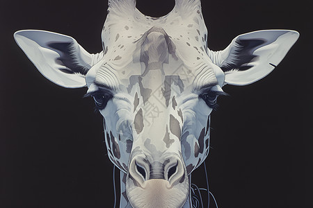 鼻子结构长颈鹿的头部有机械结构插画