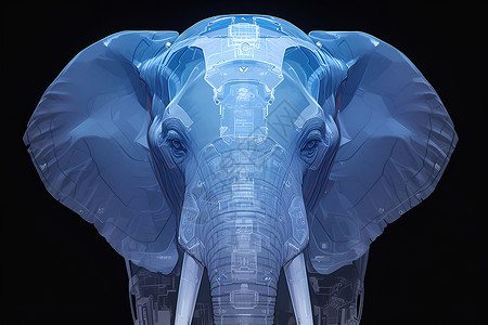 头部结构大象头部有极其复杂的机械结构插画