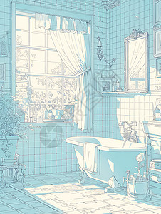 怀旧的古老浴室背景图片