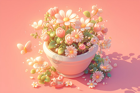 一盆盛开的精美花束背景图片