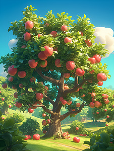 魔幻世界中的苹果树背景图片
