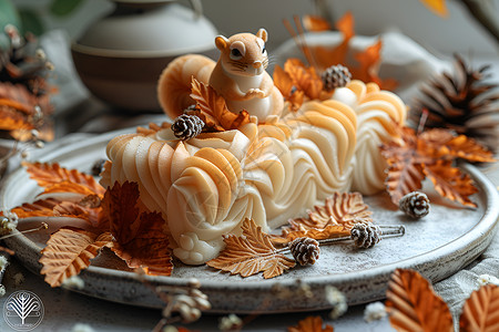精美蛋糕素材蛋糕上的小松鼠背景