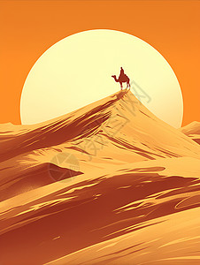 骆驼与沙丘背景图片