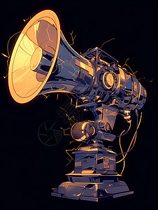 朋克音乐朋克与赛博朋克元素融合的麦克风插画