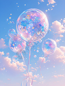天空中漂浮的气球背景图片