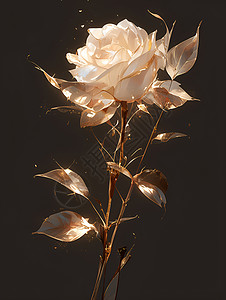 黑色背景下的纯白玫瑰背景图片