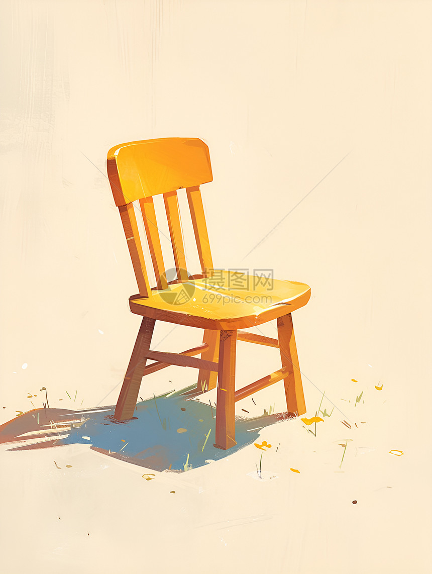 阳光照耀下的木椅图片