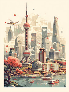 临江城市背景图片