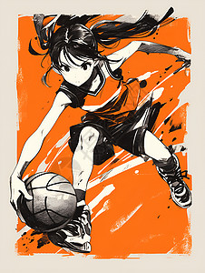 展现的动漫篮球女子背景图片