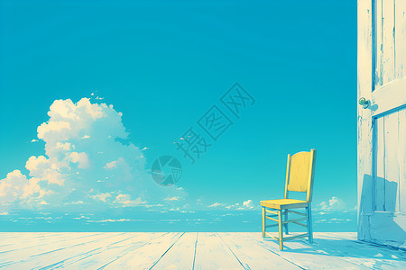 梦幻的木椅插图背景图片