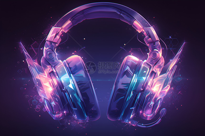 紫色奇幻耳机图片
