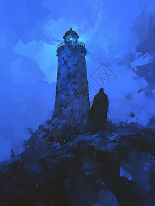 夜晚的灯塔背景图片
