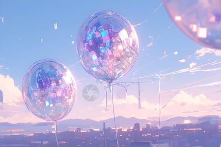 气球艺术素材美丽的彩色氢气球插画