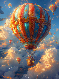 云端的热气球背景图片