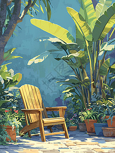 花园里的木椅背景图片