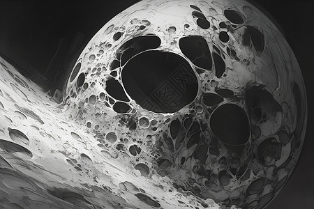 星球撞击月球上的撞击坑插画