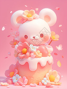 蛋糕设计素材萌萌的白兔插画