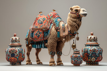 奥运吉祥物九色双峰骆驼背景