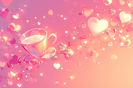粉色的咖啡杯背景图片