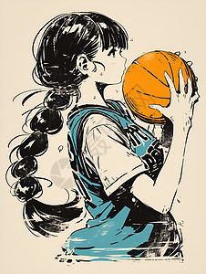 篮球女孩插画背景图片