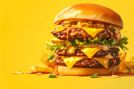 美味汉堡的展示背景图片