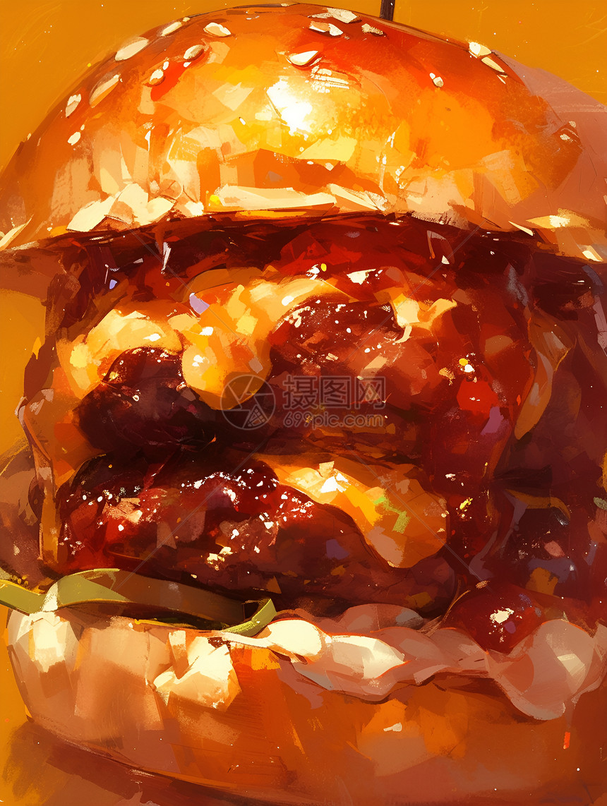 美味汉堡的插画图片