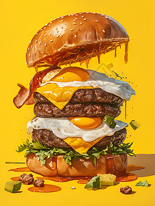 快餐汉堡多样化汉堡的展示插画