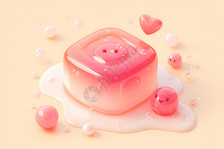可爱果冻按钮美味可爱的果冻插画