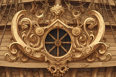 木船雕刻的船头背景图片