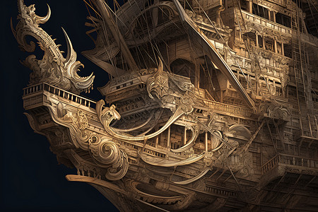模具雕刻木船雕刻的船插画