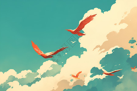 天空中飞翔的鸟儿背景图片